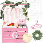 Barydat Wooden Baby Shower Crate Closet Set, Pink by home