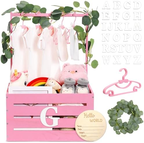 Barydat Wooden Baby Shower Crate Closet Set, Pink by home