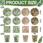 Domensi 220 Pcs Jungle Safari Animal Party Supplies Serves 40 Guest Safari Theme Tableware Set Disposable Wild Animal Print Paper Plate Cup and Napkin for Jungle Baby Shower Birthday Party Decoration - Image 2