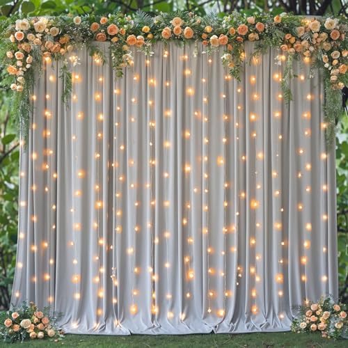 10ft x 7ft Silver Grey Backdrop Curtain for Parties Wedding Wrinkle Free Backdrop Drapes Panels for Baby Shower Birthday Photo Photography Polyester Fabric Background Decoration - Image 4