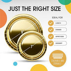 Party Solids Exquisite Gold Mixed Paper Plates - 7 & 9 200 Pack (100 Each) 350 GSM - Image 4