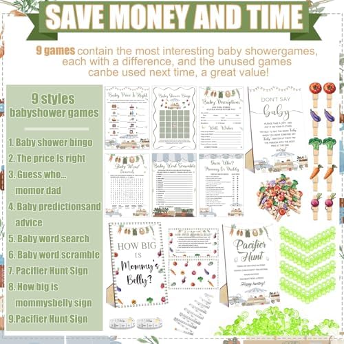 476 Pcs Locally Grown Baby Shower Games, 9 Style Baby Shower Activities - Image 4