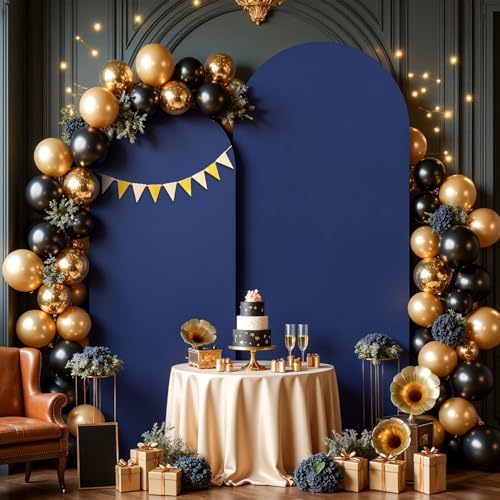 Navy Blue Arch Cover 2 Set-7.2FT, 6FT Arch Backdrop Cover Spandex Fitted Wedding Arch Stand Covers for Bridal Shower Wedding Baby Shower Birthday Party Banquet Photo Background Decorations by Suppromo