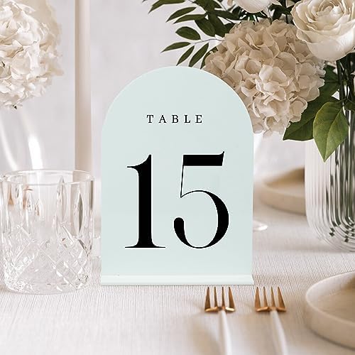 White Arch Table Numbers for Wedding, 15 Pack 5"x7" White Arch Acrylic Table Numbers 1-15 with stand, Perfect for Wedding Event Reception - Image 6
