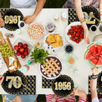 200PCS 70th Theme Birthday Party Tableware Vintage 1956 Party Supplies 70 year old Birthday Party Decorations Plates Napkins Forks Black and Gold Dinnerware Favors for Men or Women - Image 6