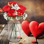 Zeyune 6 Sets Mason Jar Table Centerpiece with Artificial Peony Baby's Breath Flower Centerpieces Faux Flowers with Rope for Wedding Reception Engagement Bridal Shower Rustic Table Decor(Red) - Image 6