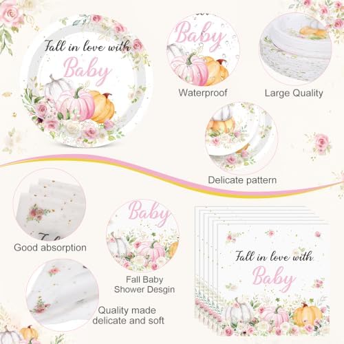 Ceenna Fall Little Pumpkin Baby Shower Party Supply Decoration for 50, Pink - Image 3