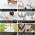 2 Sets Adjustable Balloon Column Stand Kit with Bases（Black & Silver） - Image 5