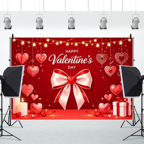 15x10ft Valentines Day Backdrop Happy Valentines Day Background Red Heart Bow Candle Gift Party Decorations Romantic Photo Booth Banner for Wedding Anniversary Date Night Birthday Photoshoot - Image 5