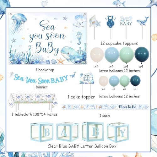 Sea You Soon Baby Shower Decorations All-in-One Kit Blue Boy - Image 6