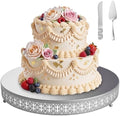 Wenqik Silver Metal Cake Stand 20 Inch with Cutting & Spatula by Wenqik