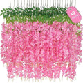 40 Pack Pink Wisteria Hanging Flowers, Fake Hanging Flowers for Decoration, Artificial Hanging Flowers,Vines for Bedroom,Flower Garland for Home,Party,Garden, Wall,Wedding Decoration(3.6 Ft/Pcs) by Waipfaru