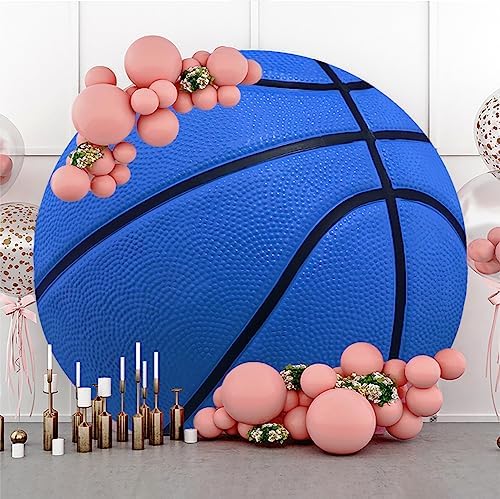 Renaiss 5x5ft Blue Basketball Round Backdrop Cover Basketball Match Sports Meeting Circle Photography Background Basketball Theme Game Baby Shower Birthday Fans Party Decor Arch Photo Booth Props - Image 4