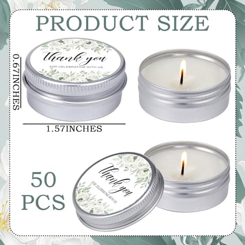 MTLEE 50 Pcs Wedding Candles Gift Favors for Guests 1 Oz, Green Leaves - Image 3