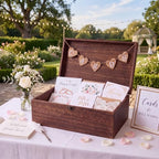 Geelin Wooden Wedding Card Box with Letter Flag Rustic,Retro Color by Geelin