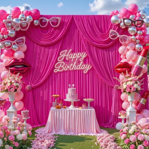 10x10ft Hot Pink Backdrop Curtain, Wrinkle Free Hot Pink Drapes for Backdrop, Photo Backdrop Drapes for Wedding Birthday Party Baby Shower Photography - Image 4