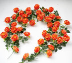 2Pcs 12Ft Bendable Flower Garland Faux Rose Vine for Home Decor,Orange - Image 2