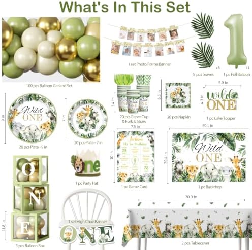 cocomigo 237pcs Wild One Birthday Decorations Complete Party Set, 20 Guests - Image 2