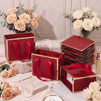 Yeaqee 100 Pcs Mini Metallic Paper Gift Bags with Handle, Burgundy Red, Gold - Image 5