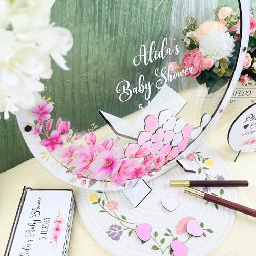 Baby Shower Guest Book Alternative Girl, Wildflower Wooden Drop Box Frame - Image 4