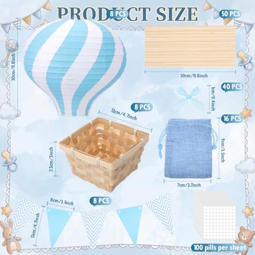 8 Sets Blue Hot Air Balloons Decorations for Tables Centerpieces - Image 3