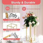 10PCS Wedding Flower Stand, 23.6Inch/60cm Gold Column Vases Rack for Baby Shower Birthday Party Decoration Garden Arbor Frame Holder for Flower Balloon Decor Road Leads - Image 3