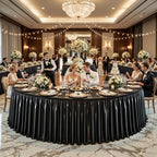21ft Black Satin Table Skirt for Rectangle & Round Table Teacher Desk Skirt - Image 3