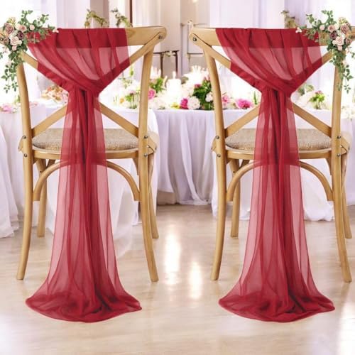 MDS Pack of 25 Chiffon Chair Sashes for Wedding & Event Décor - Apple Red - Image 6