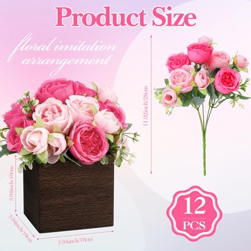 6 Sets Artificial Peonies Flower Table Centerpieces,Mixed Pink - Image 3
