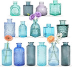 15 Pcs Blue Bud Vases Set,Baby Shower Decorations, Wedding Table Decor by ysnn