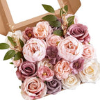 Serwalin 2Pcs Artificial Flowers Silk Dusty Pink Peonies Flower for Wedding by Serwalin
