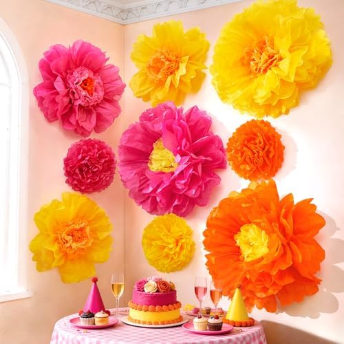 Alecono 9 Pcs Giant Paper Flowers Decorations for Wall (24", 20", 14") by AleconoBetterYourLife
