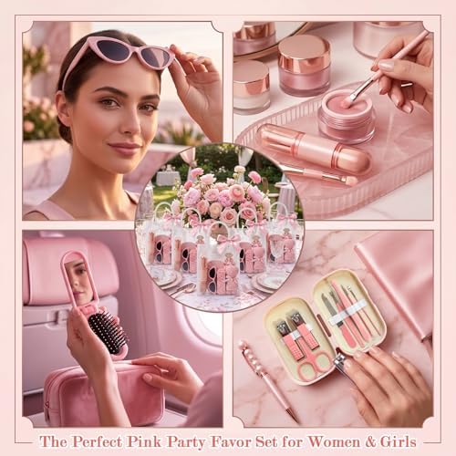 6 Sets Baby Shower Prizes for Game Winners Baby Shower Favors Gifts Including Nail Clippers Sunglasses Makeup Brushes Folding Combs Towels Hair Ties Ribbons Gift Bags - Image 6