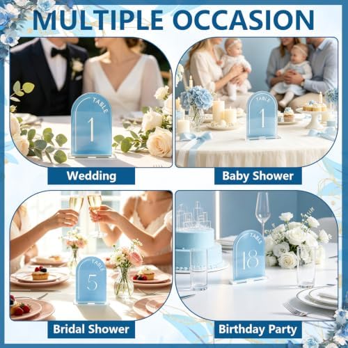 Baby Blue Acrylic Wedding Table Number 1-20 Set - Image 6
