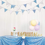 Zwiebeco 32Ft Blue White Plaid Dot Fabric Bunting Banner Triangle Flags Cotton Garland Pennant for Birthday Wedding Baby Shower Engagement Tea Party Classroom Nursery Home Outdoor Garden Decorations - Image 6