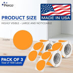 Perco Neon Orange Perforated Round Circle Dot Sticker 3-Inch Labels — 3 Rolls, 1,500 Stickers - Sale, Clearance & Limited-Time Offer Signage, High Visibility - Made in USA - Image 2
