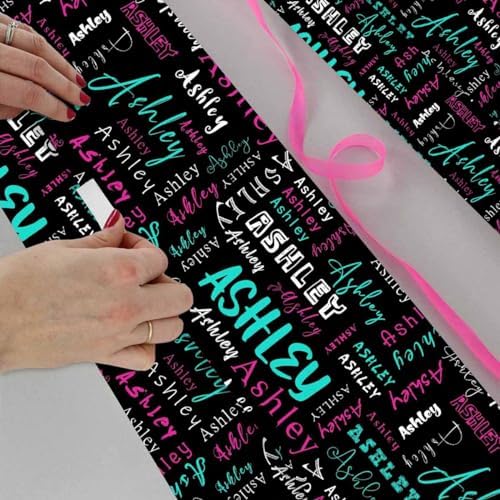 AOFUN Custom Name Text Valentine'S Wrapping Paper Personalized Christmas Gift Customized Wrapping Paper Wrapping Paper Roll with Printed Name 3 Rolls 58" x 23" - Image 4