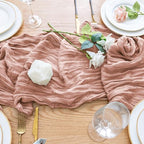 Wokceer Cheesecloth Table Runner Dusty Pink 10FT Boho Gauze, 12 Pack - Image 5