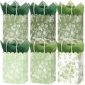 JarThenaAMCS 60Pcs Sage Green Wildflower Paper Gift Bag with Tissue Paper Chinoiserie Floral Treat Bags with Handles Candy Goodie Bags for Baby Shower Birthday Wedding Christmas Party Favors by JarThenaAMCS