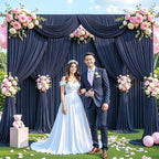 50ft x 12ft Navy Blue Backdrop Curtains Wrinkle Free Backdrop Curtain for Wedding Parties Blue Fabric Backdrops Drapes Back Drop Cloth Bridal Shower Stage Curtains Wedding Decorations for Reception - Image 3