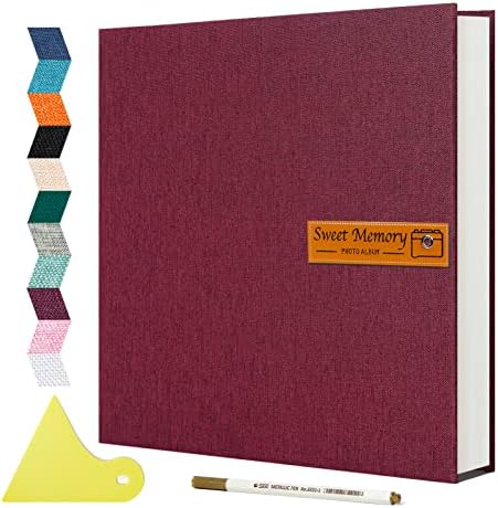 Spbapr Large Photo Album Self Adhesive Magnetic Scrapbook,DIY Scrapbook Album for 4x6 5x7 8x10 Picture,40 Pages Linen Cover Memory Book for Wedding Family Baby Pets, with Metallic Pen and Scraping by Spbapr