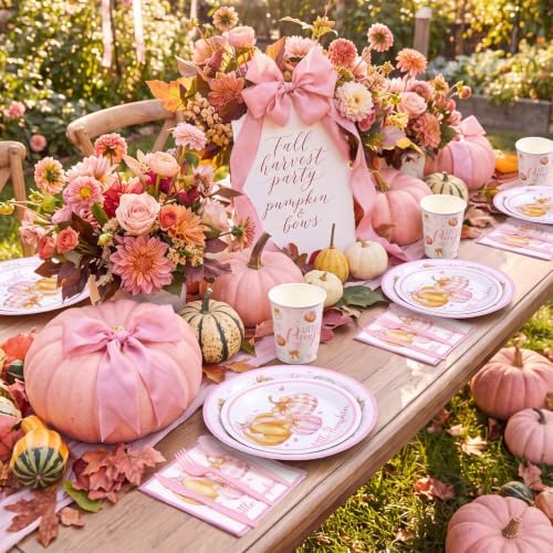 Pickmesh 400 Pcs Pink Little Pumpkin Birthday Party Plates Napkins and Cups - Image 6