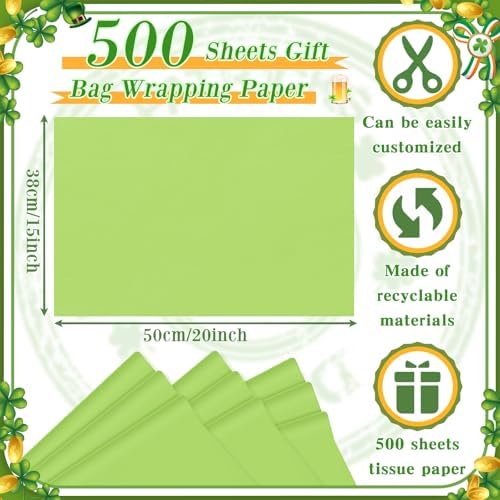 500 Sheets Lime Green Tissue Paper Bulk 15x20 Inch for Christmas Gift Bags - Image 2