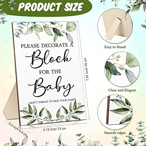 Tatuo 75 Pcs Baby Shower Party Block Games Sign to Decorate,Greenery - Image 2