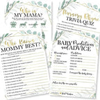 Hadley Designs 50 Greenery Who Knows Mommy Best, Baby Prediction and Advice Cards etc., 25 Love or Labor, Boobs Or Baby Butts Gender Reveal-6 Double Sided Cards Baby Shower Funny Games - Image 3