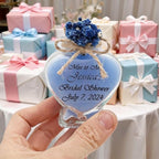 Wedding Favor Guest Bulk, Set of Heart Glass Candle Party with Custom Sticker and Dried Flowers Bridal Party, Baby Shower Gifts (Blue, Set of 30) - Image 3