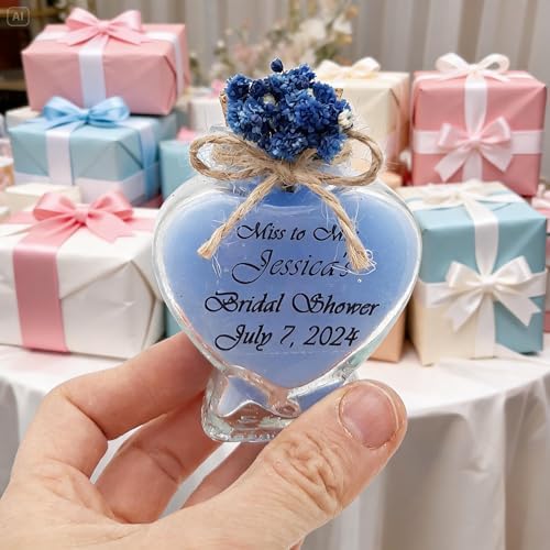 Wedding Favor Guest Bulk, Set of Heart Glass Candle Party with Custom Sticker and Dried Flowers Bridal Party, Baby Shower Gifts (White, Set of 50) - Image 4