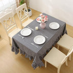 Black White Gingham Ruffle Tablecloth Rectangular 120“x60” - Image 3