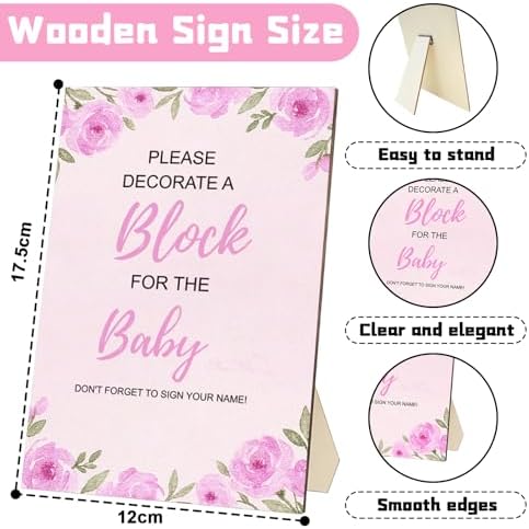 EIGTWEN 78pcs Baby Shower Games Sign Kit, Baby Blocks for Baby Shower(Blue) - Image 6