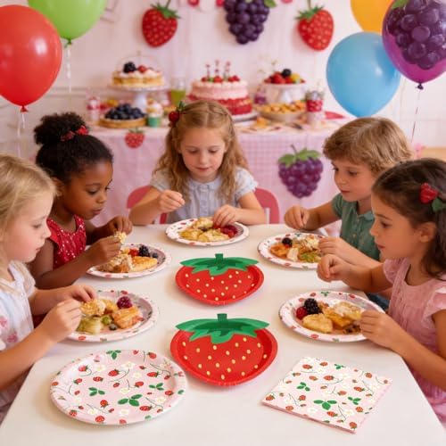 Strawberry Paper Plates Set, Strawberry Birthday Party Decorations, 50Set - Image 5